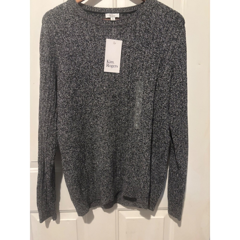 NWT Kim Rogers‎ Sweater Women's Large Knit Pullover XL Long Sleeve Ribbed Black